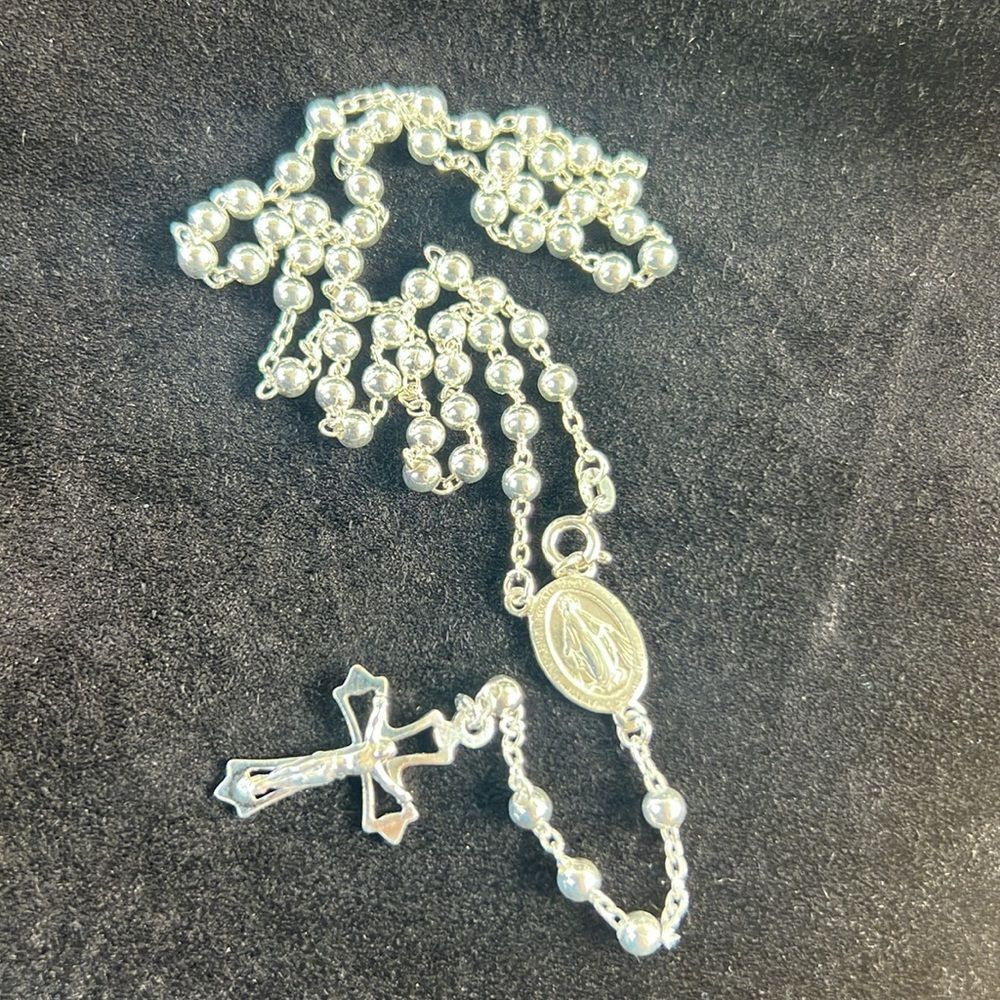 New, 18 in Italian Sterling Silver 925 cross Rosary